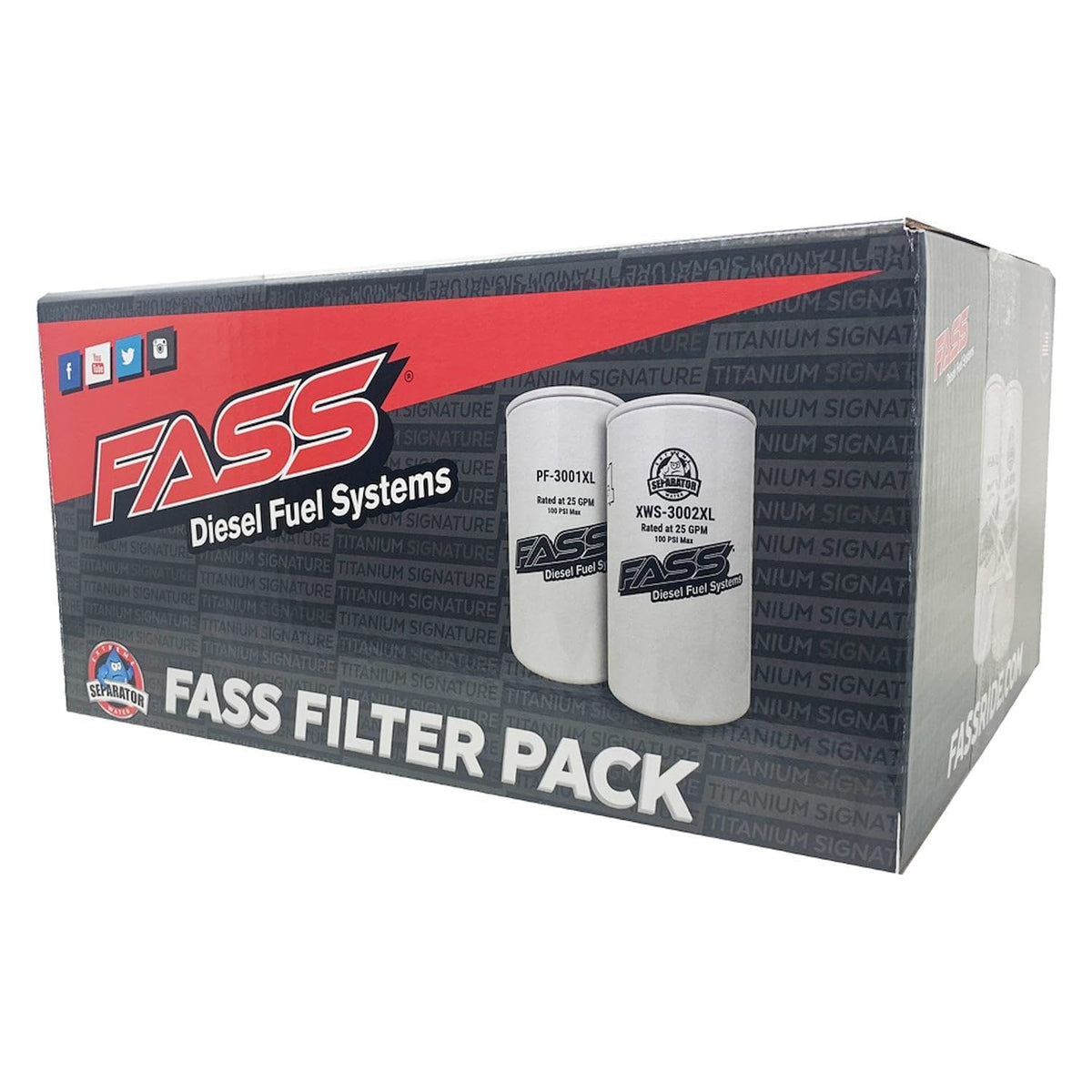 FASS filter pack front view showing components, simplifies maintenance