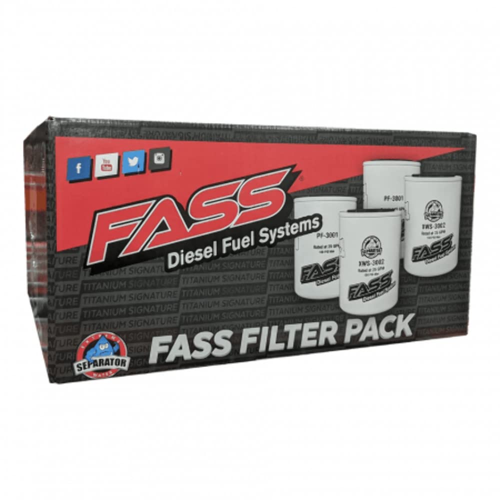 FASS front packaging showing the 4-piece filter and separator kit for fast stocking