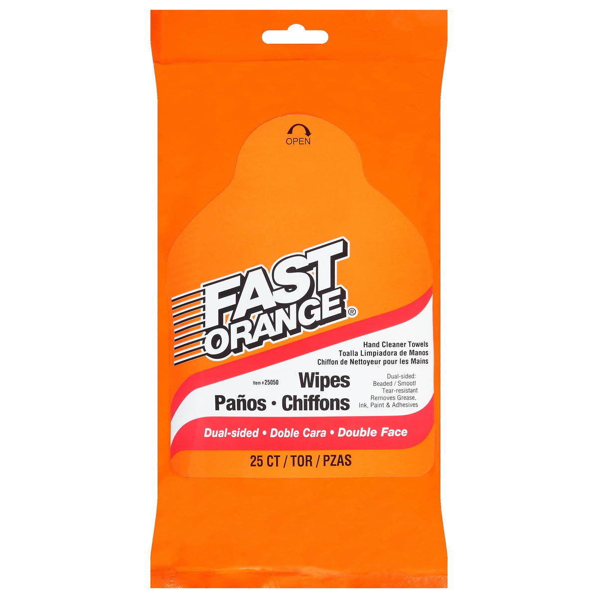Fast Orange front tub showing label and pack size for quick identification and storage