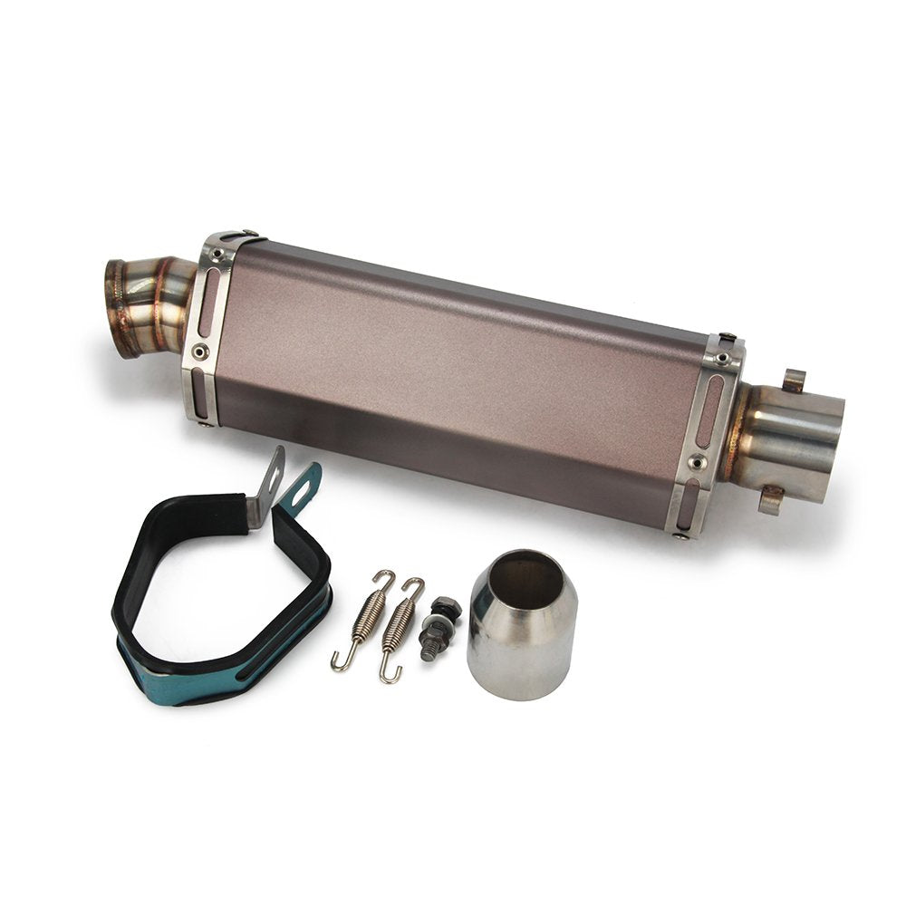 Fast Pro exhaust front view showing compact hexagon muffler improving bike looks