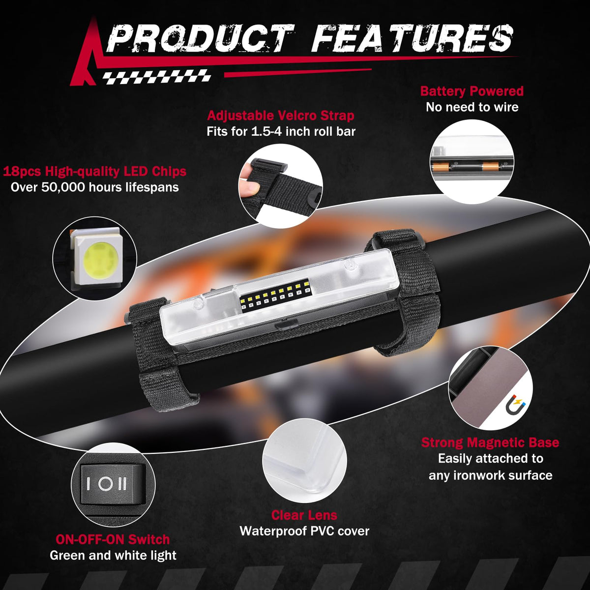 FASTCHOY AUTO dome light held in hand for scale showing compact portability benefit