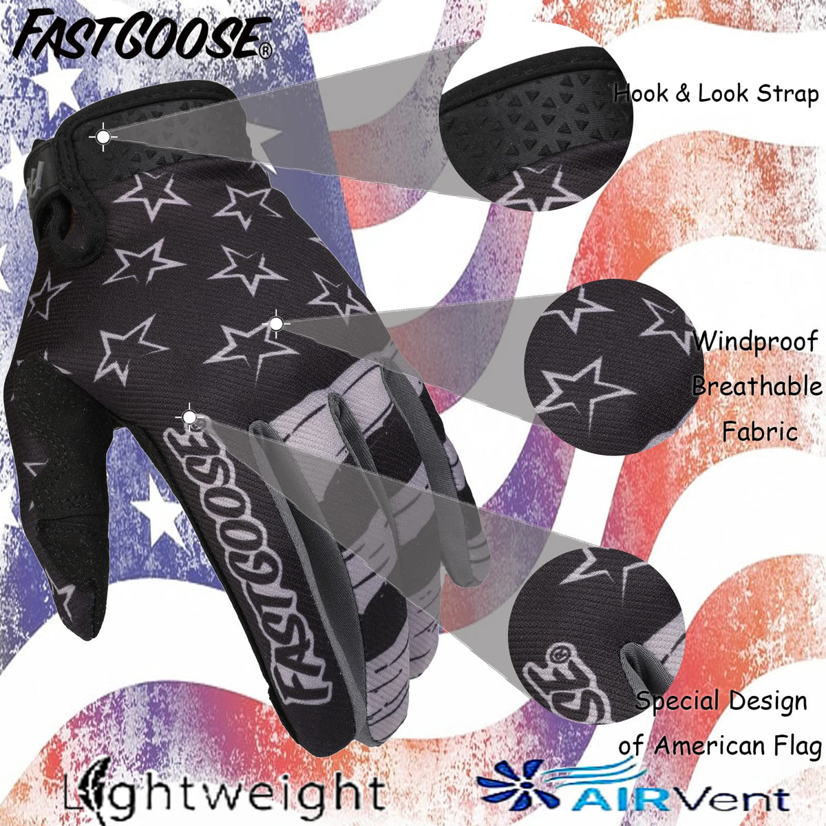 FASTGOOSE backhand stretch fabric close-up for enhanced ventilation