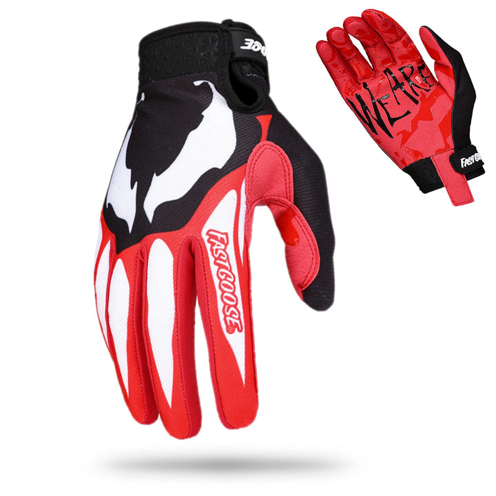 FASTGOOSE front view of red black gloves showing fit and style benefit