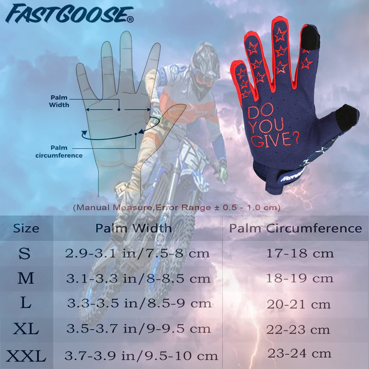 FASTGOOSE gloves worn on ATV rider showing comfort and protection