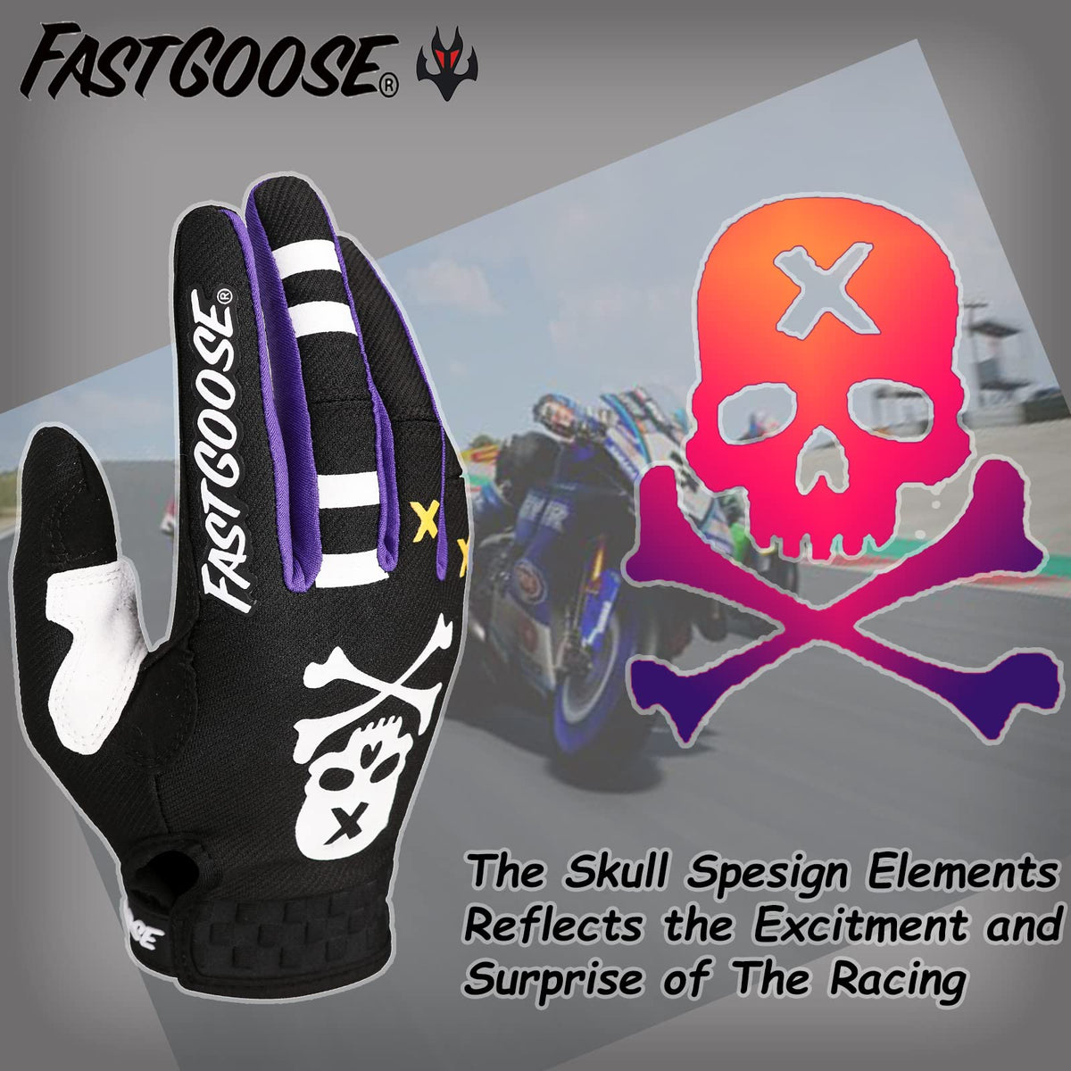 FASTGOOSE gloves on handlebars showing secure grip during riding