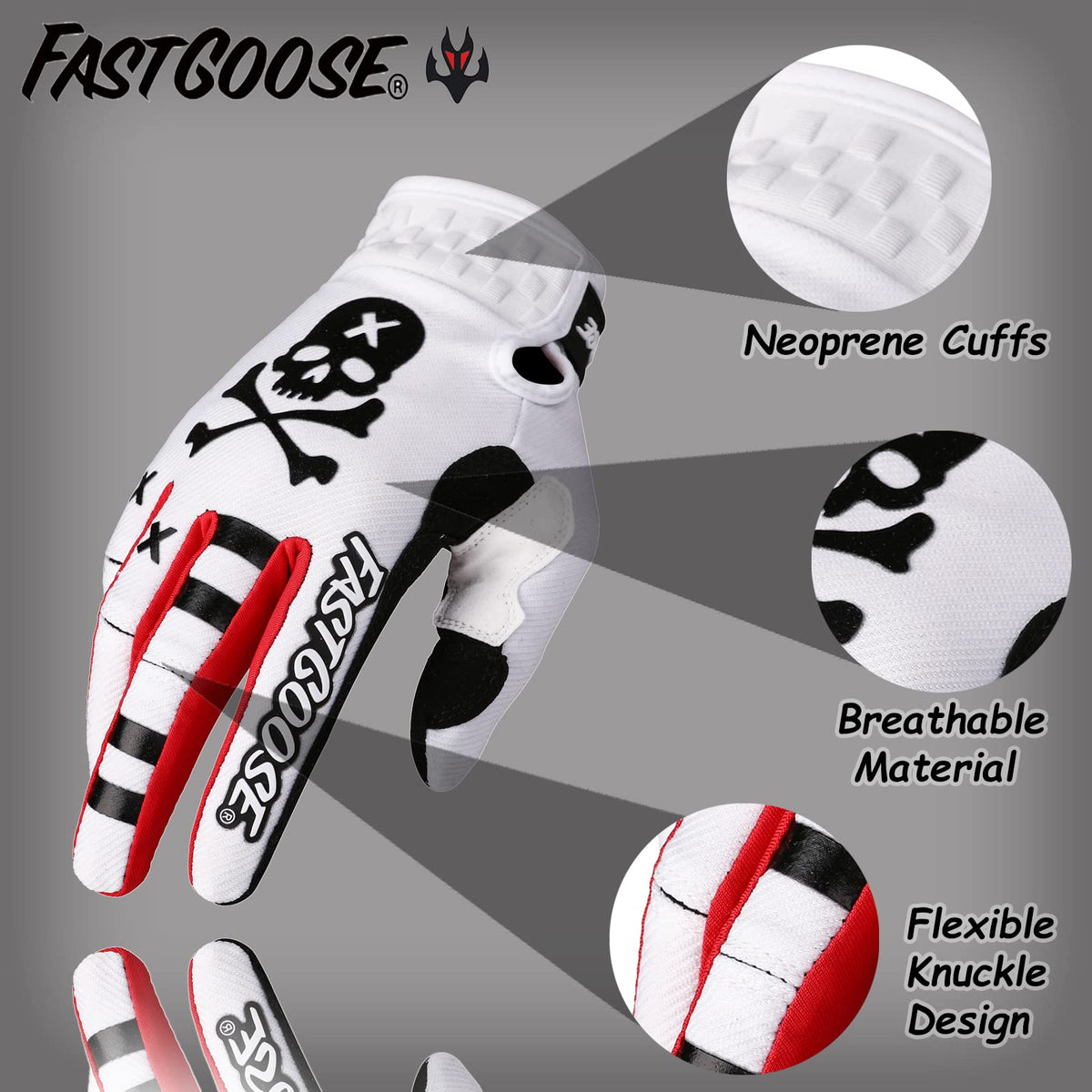 FASTGOOSE close-up of palm anti-slip print for secure handlebar grip
