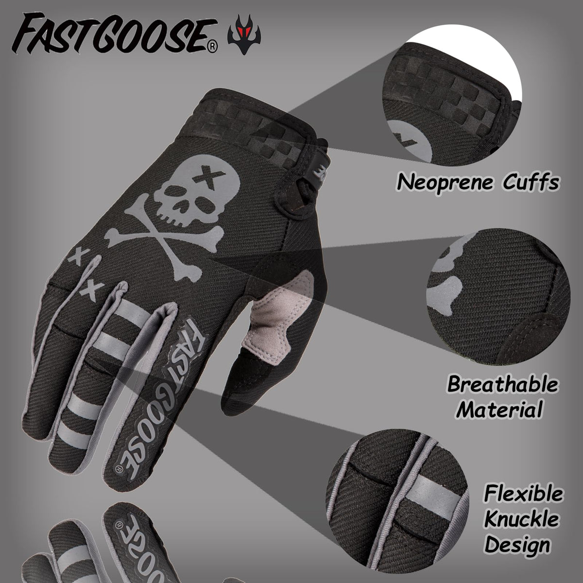 FASTGOOSE palm close-up highlighting microfiber durability and grip benefit