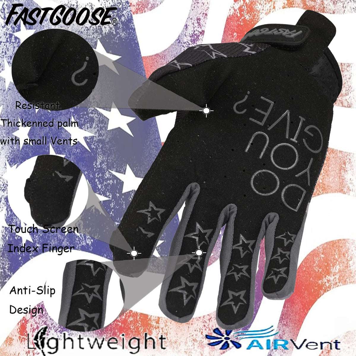 FASTGOOSE palm grip detail highlighting textured surface and durability