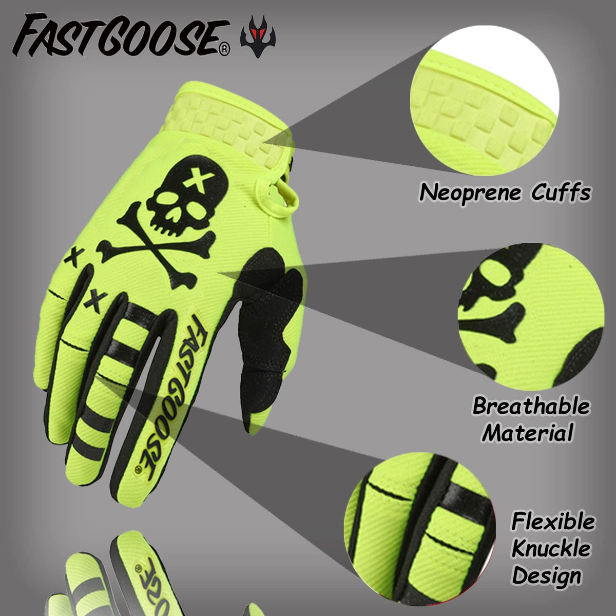 FASTGOOSE palm close-up highlighting reinforced microfiber and anti-slip grip