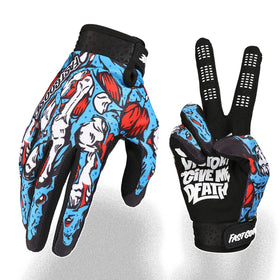 FASTGOOSE front view of blue gloves showing skeleton design and fit benefit