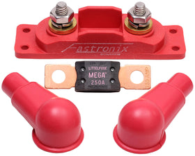 Fastronix kit contents layout with fuse and boot covers showing serviceability