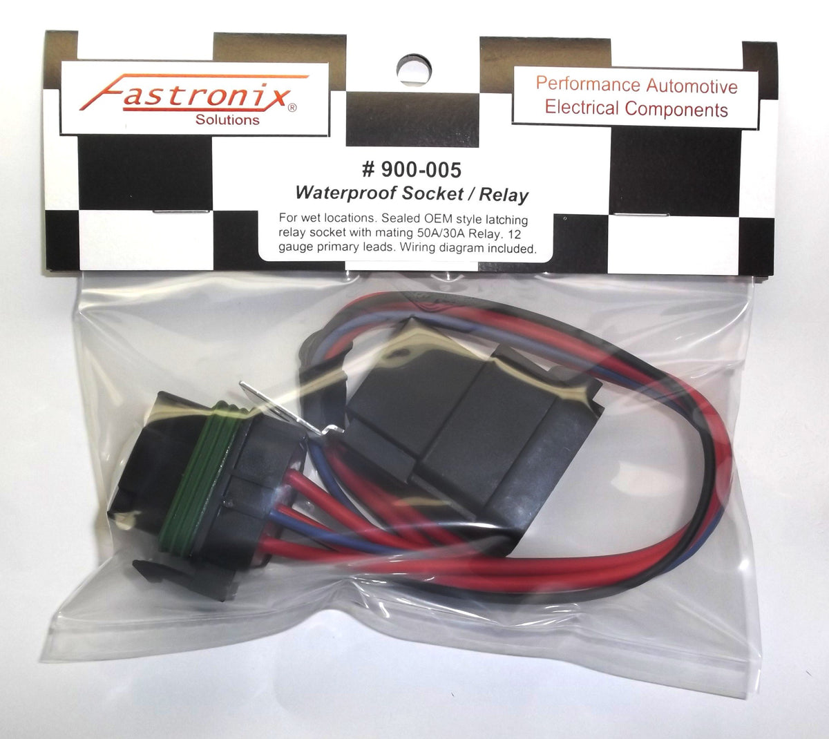 Fastronix relay and socket close-up showing weatherproof seal