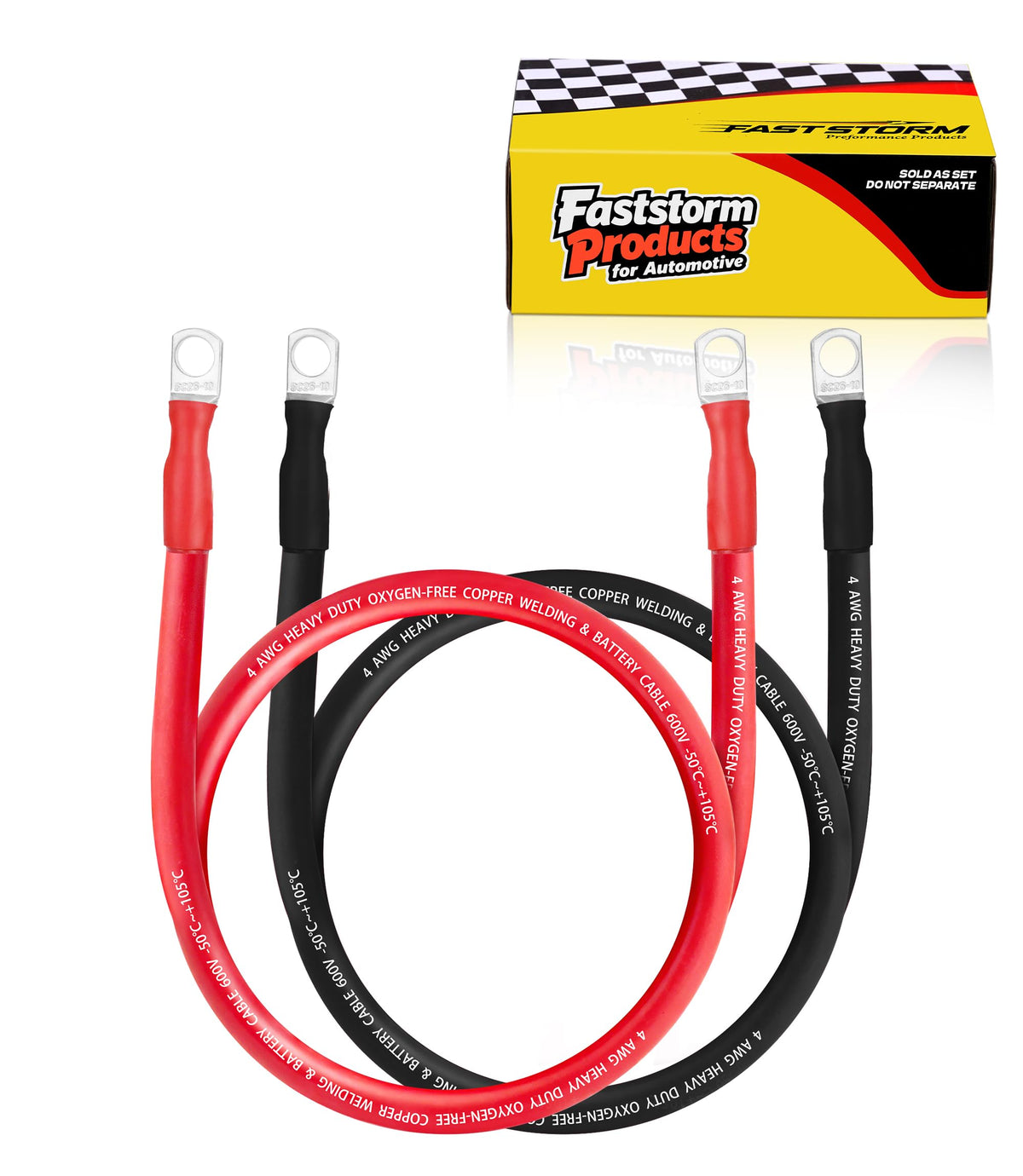 FASTSTORM 4 AWG front packaging showing red and black pair benefit reliable hookup