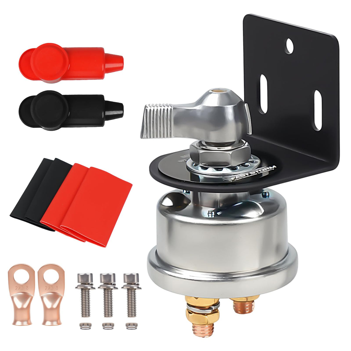 FASTSTORM front faceplate showing mounting holes and knob, ensures fast secure installation