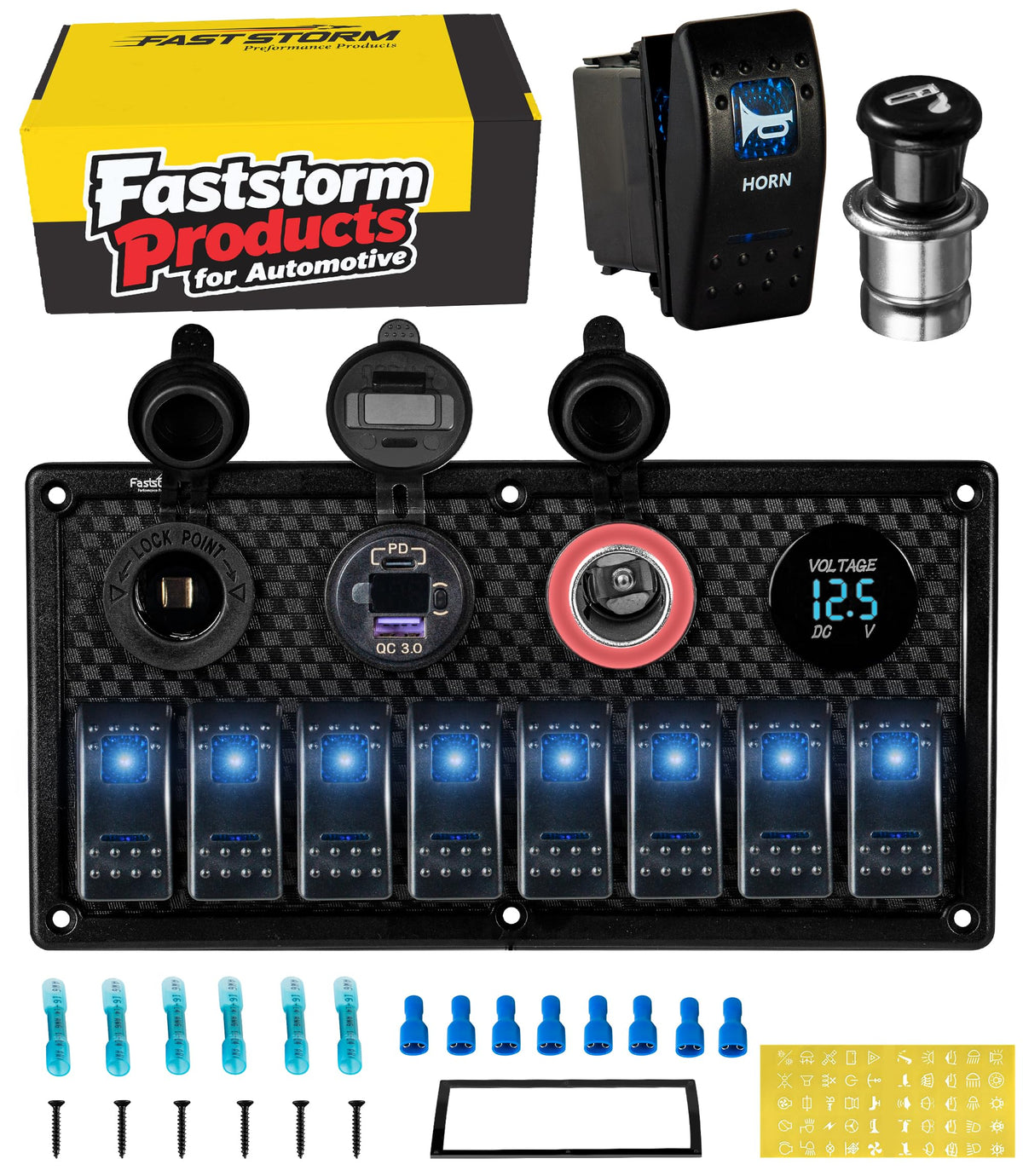 FASTSTORM front panel view showing full controls and durable finish