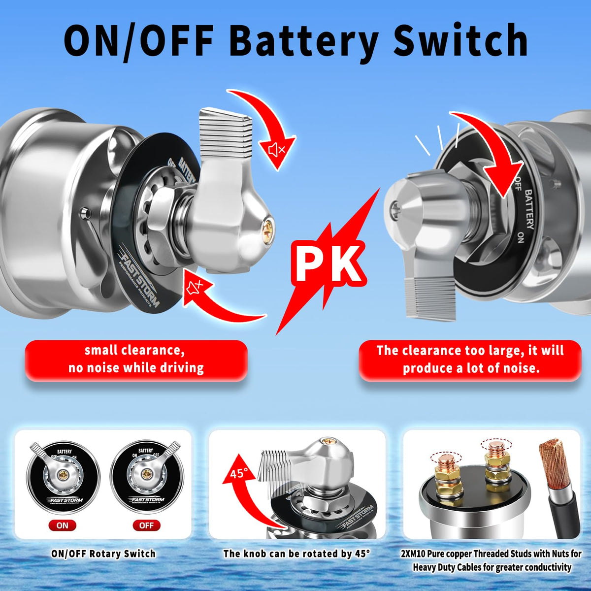 FASTSTORM installed in boat engine compartment, protects marine battery from parasitic drain