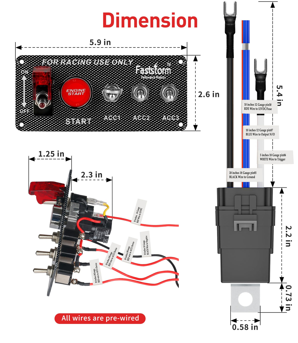 FASTSTORM panel mounted in a racing dashboard for organized cockpit control