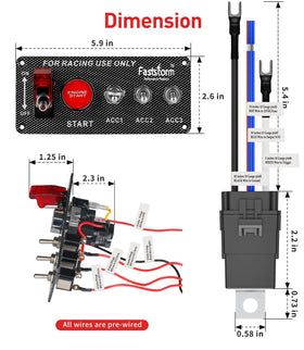 FASTSTORM panel mounted in a racing dashboard for organized cockpit control