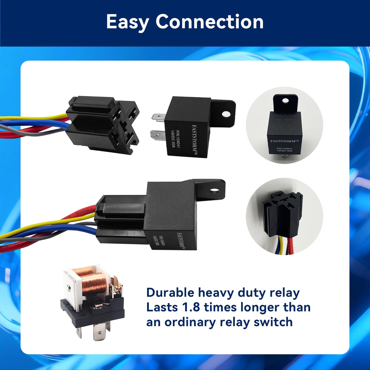 FASTSTORM 60A relay and waterproof harness detail for durable high-current protection