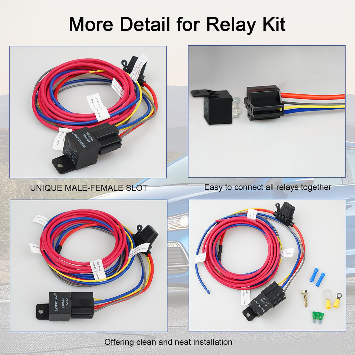 FASTSTORM relay installed under hood demonstrating clean, secure vehicle fit