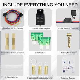 FASTSTORM wiring diagram and mounting hardware organized for straightforward install