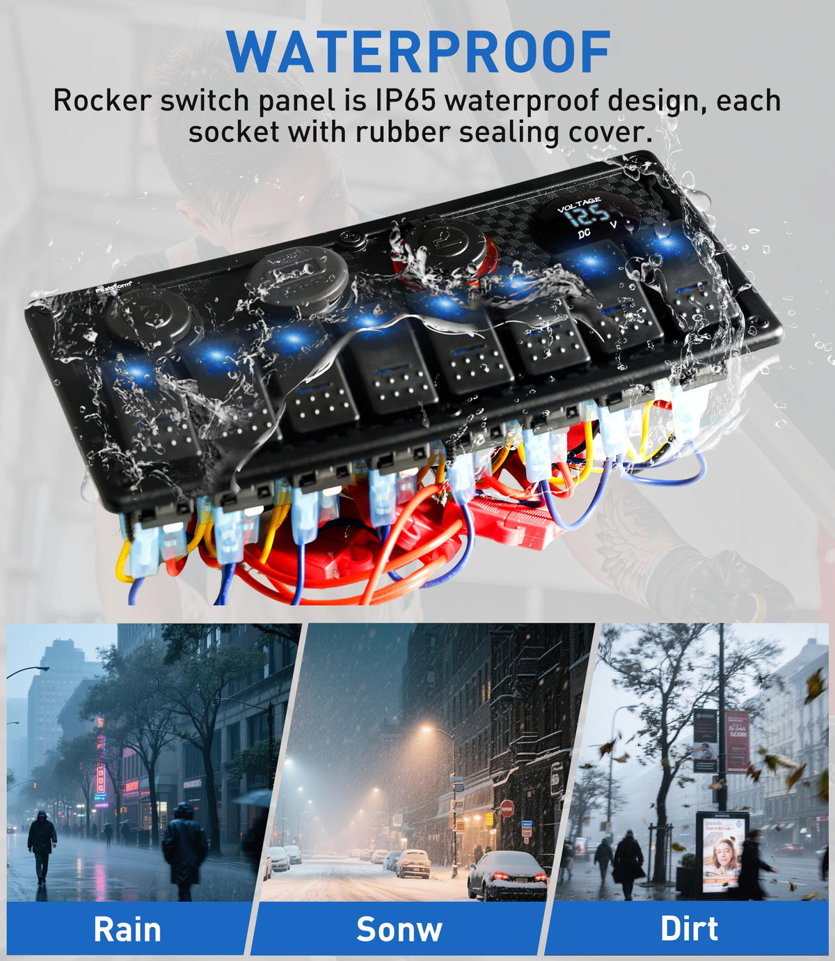 FASTSTORM dual PD Type-C and QC USB ports for fast device charging