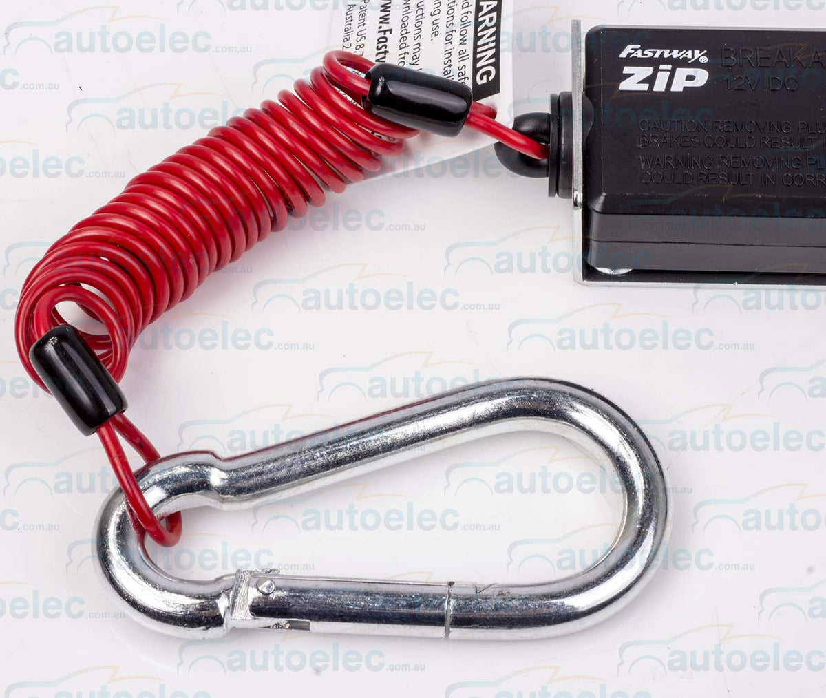 Fastway electric brake switch connected to trailer wiring enabling immediate brake activation on disconnect