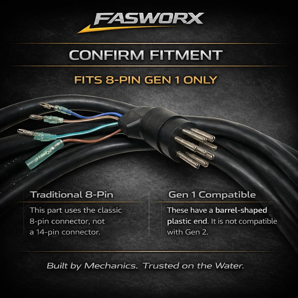FASWORX 8-pin harness full-length 15 ft for plug-and-play connectivity
