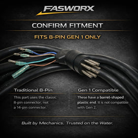 FASWORX 8-pin harness full-length 15 ft for plug-and-play connectivity