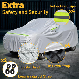 Favoto elastic hem and windproof straps securing the cover