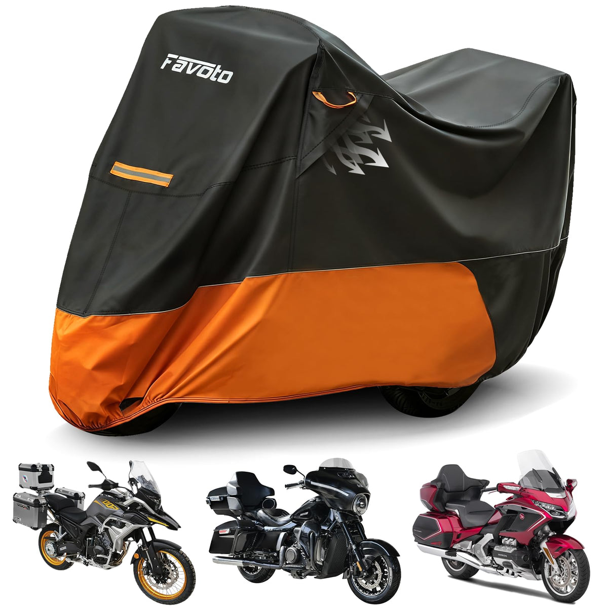 Favoto front profile cover on Harley showing full fit and protection
