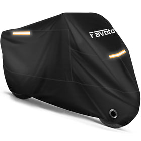 Favoto front view of covered motorcycle showing full protection benefit