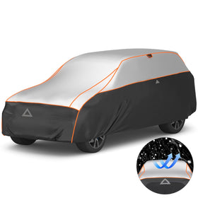 Favoto front view showing full cover protecting SUV, improves vehicle safety