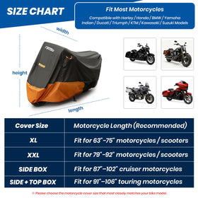 Favoto full cover on Harley providing weather protection