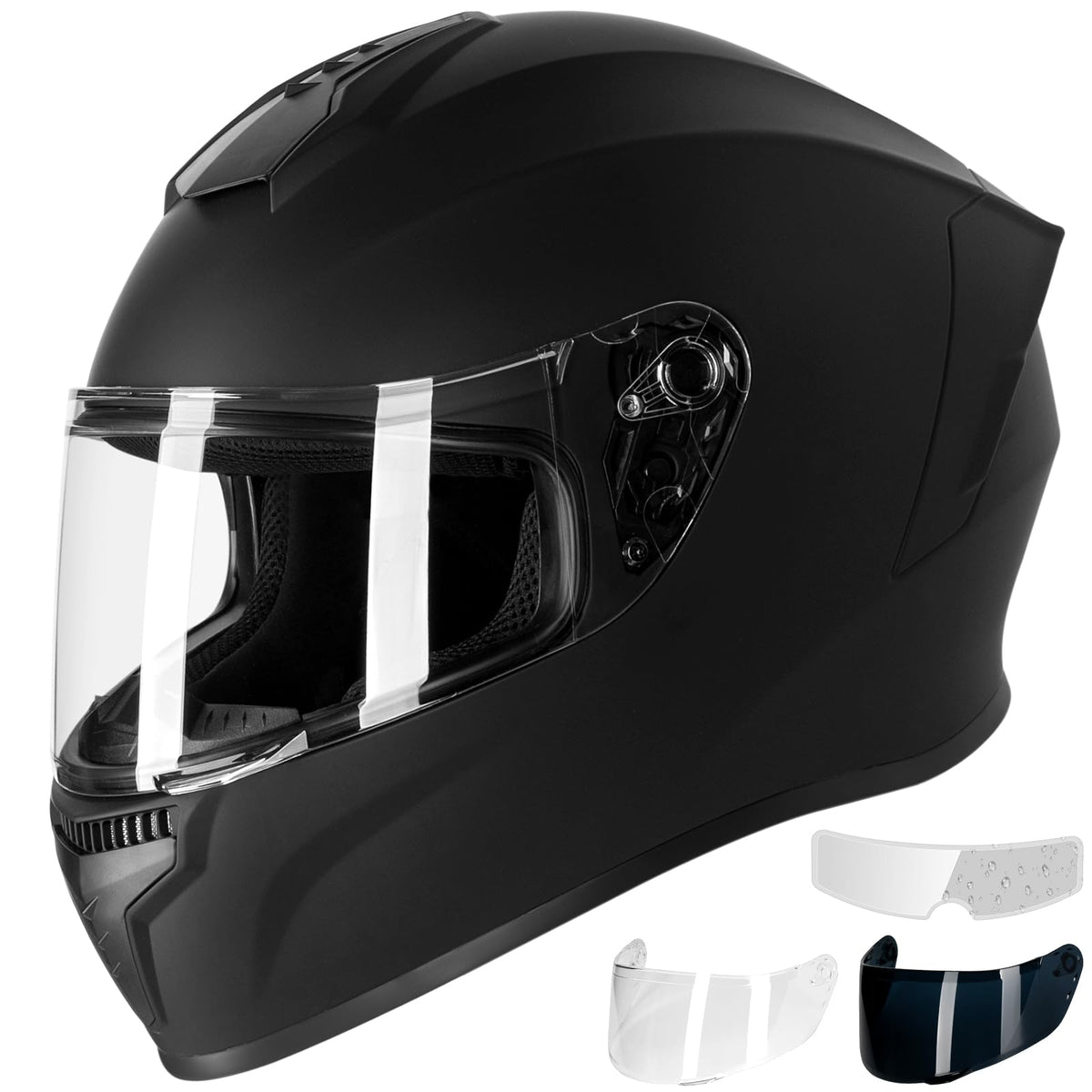 Favoto helmet front view showing full-face protection and DOT compliance benefit