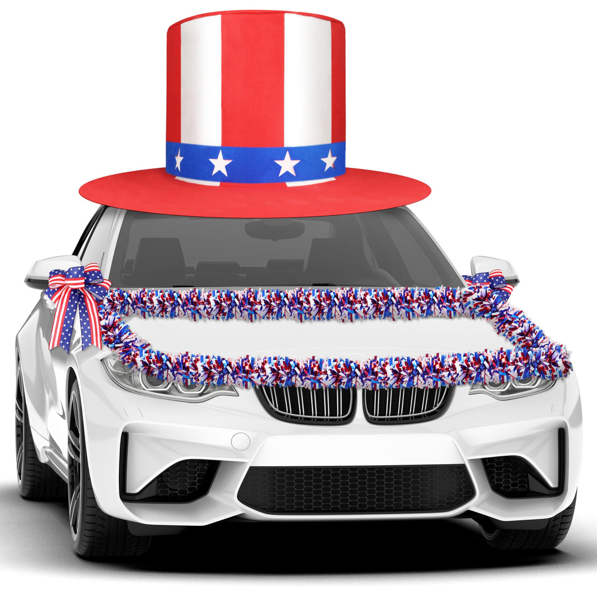 Fayoo giant patriotic hat on car roof for parade visibility