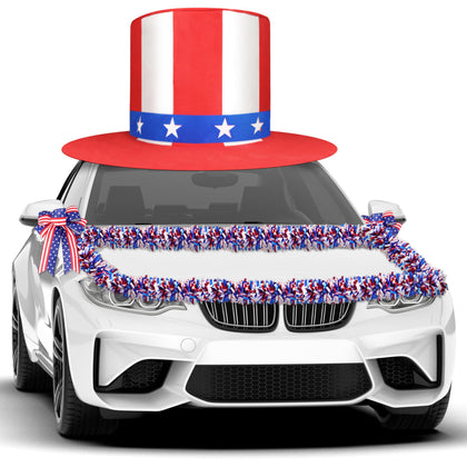 Fayoo giant patriotic hat on car roof for parade visibility