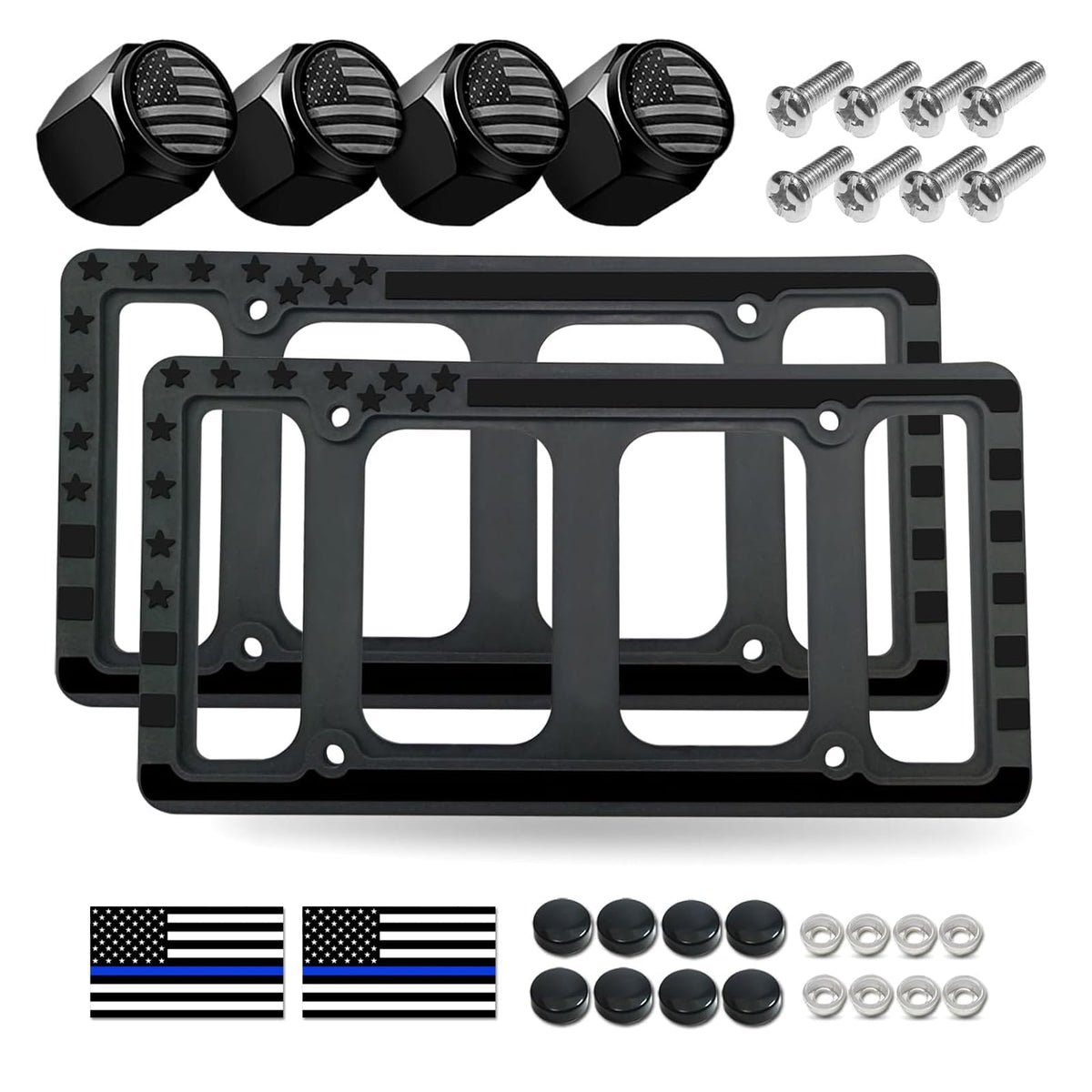 FBJTDQ front view silicone frame showing glossy flag and clean profile, durable finish