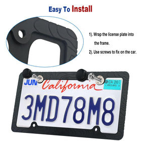 FBJTDQ frame on rear trunk with unobstructed registration sticker and secure fit