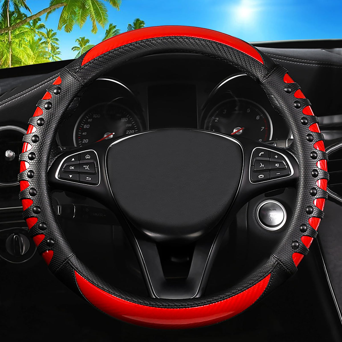 FBLOWMOD front view showing full steering wheel cover and sport styling benefit