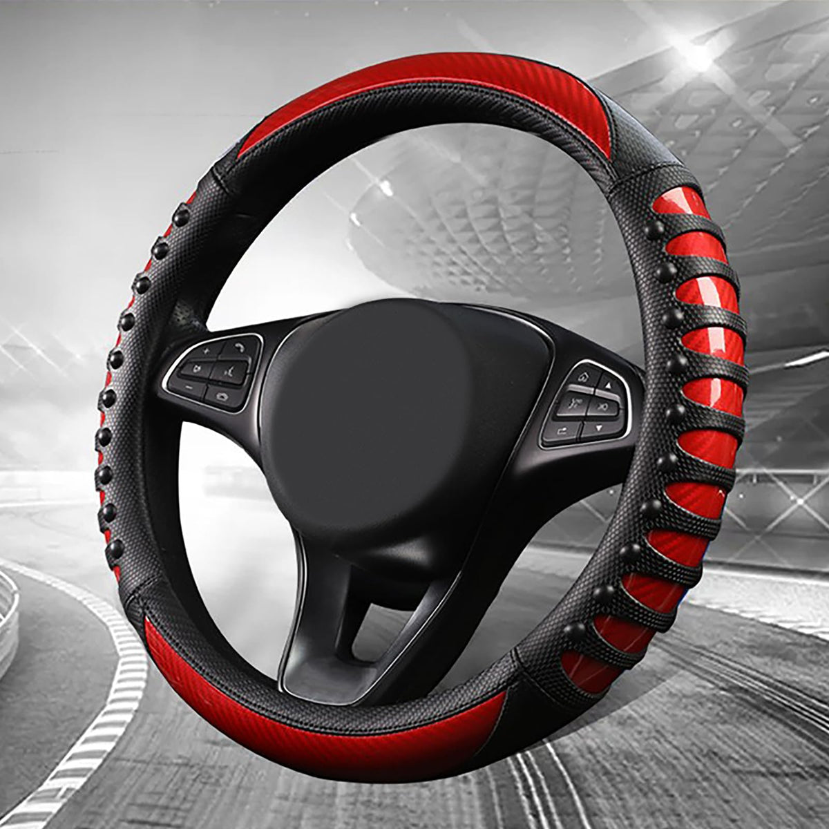 FBLOWMOD lifestyle shot in car showing sporty red accent boosting cabin look