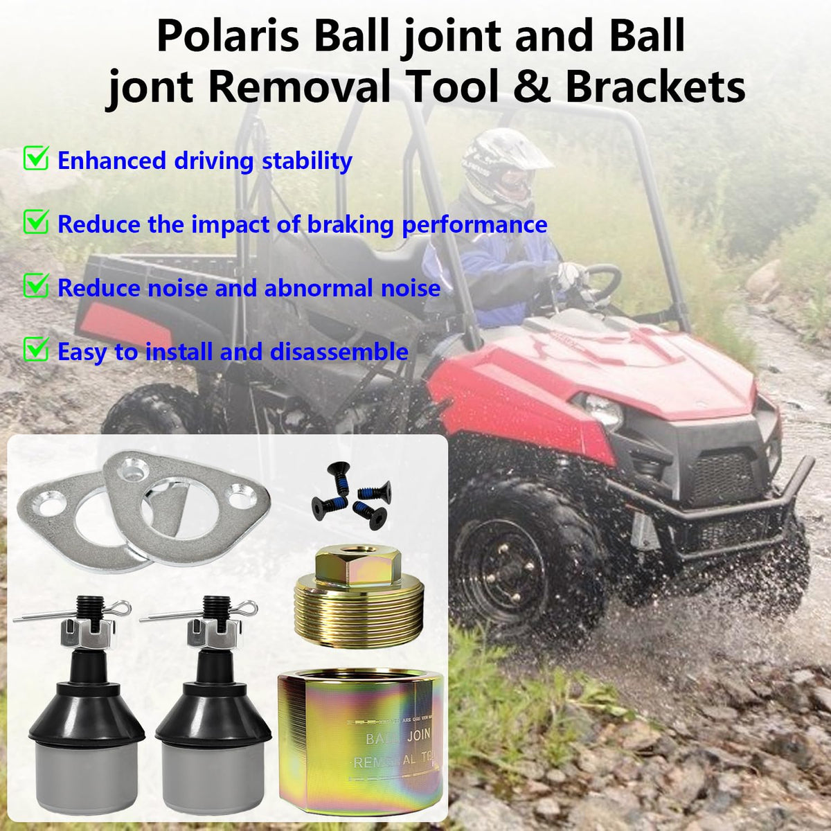 FBSCTMH ball joint installed on Polaris Sportsman demonstrating proper fit