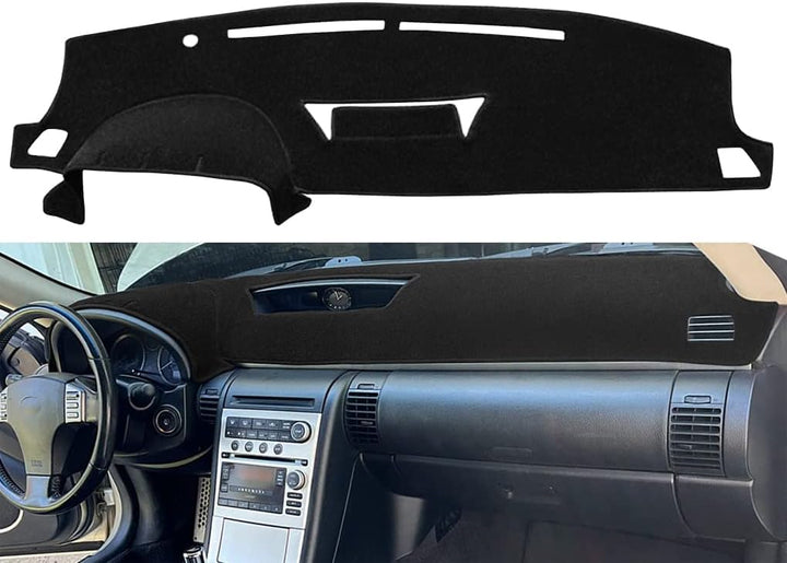 Fcovergurus black dash cover front view showing clean fit and protection