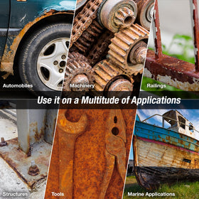 FDC rust converter before and after metal transformation demonstrating protection