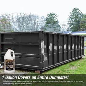 FDC rust converter shown with measuring tape to illustrate 500 sq ft coverage