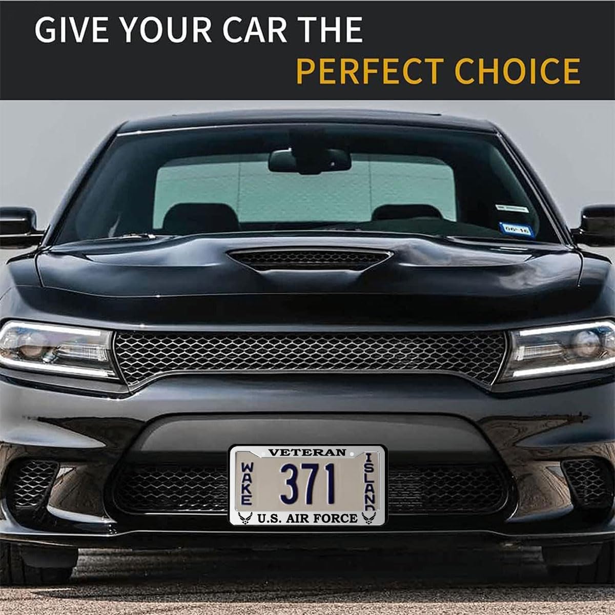 FDCHTUNGS installed on sedan front plate provides tidy, secure plate display