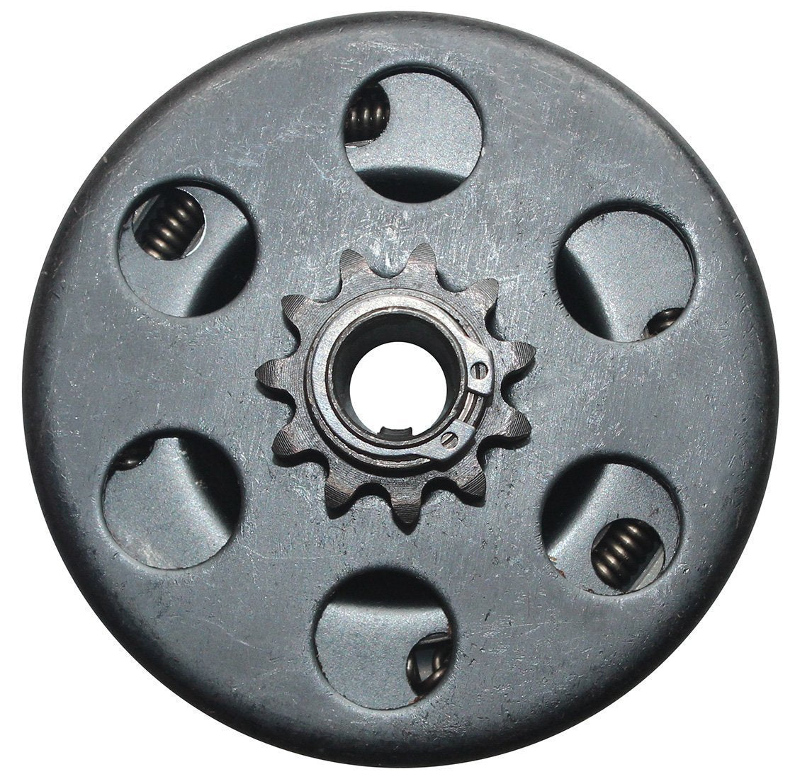 FDJ clutch front view showing 11-tooth sprocket and durable steel construction benefit clarity