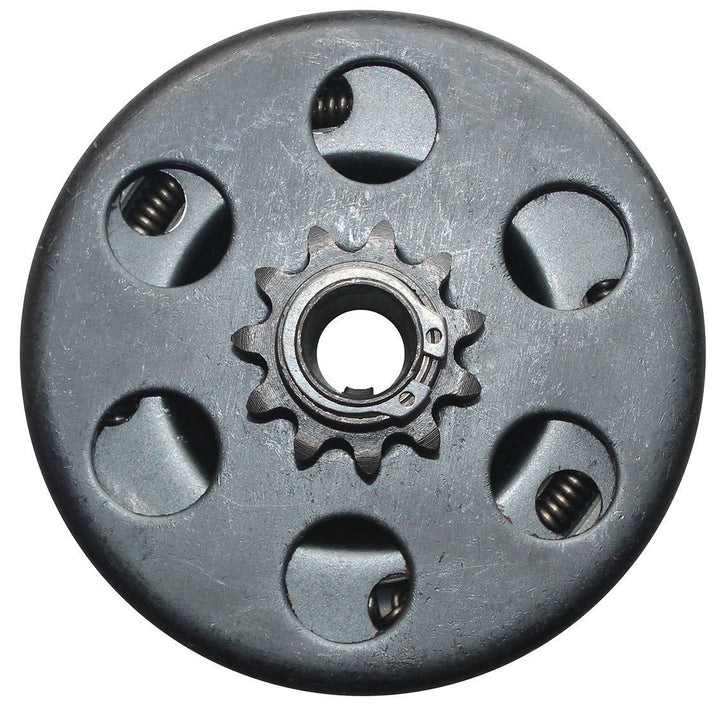 FDJ clutch front view showing 11-tooth sprocket and durable steel construction benefit clarity