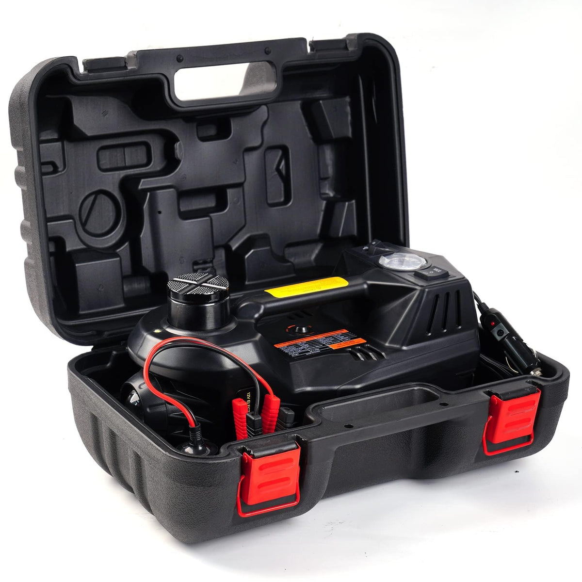 FEANISIFEI front view of electric car jack showing compact design and quick deployment benefit