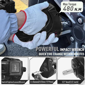 FEANISIFEI impact wrench close-up highlighting ergonomic grip and power